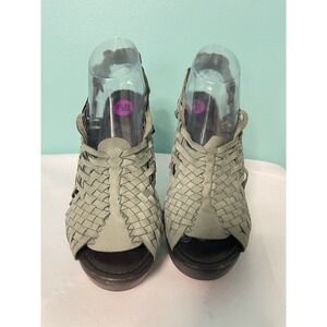 FOR ALL 7 MANKIND TAFFY Sage Leather Designer Wooden Clog Sandals 8.5 S-704 New